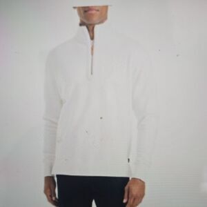 Good Man Brand Men's White Half-Zip Sweater M